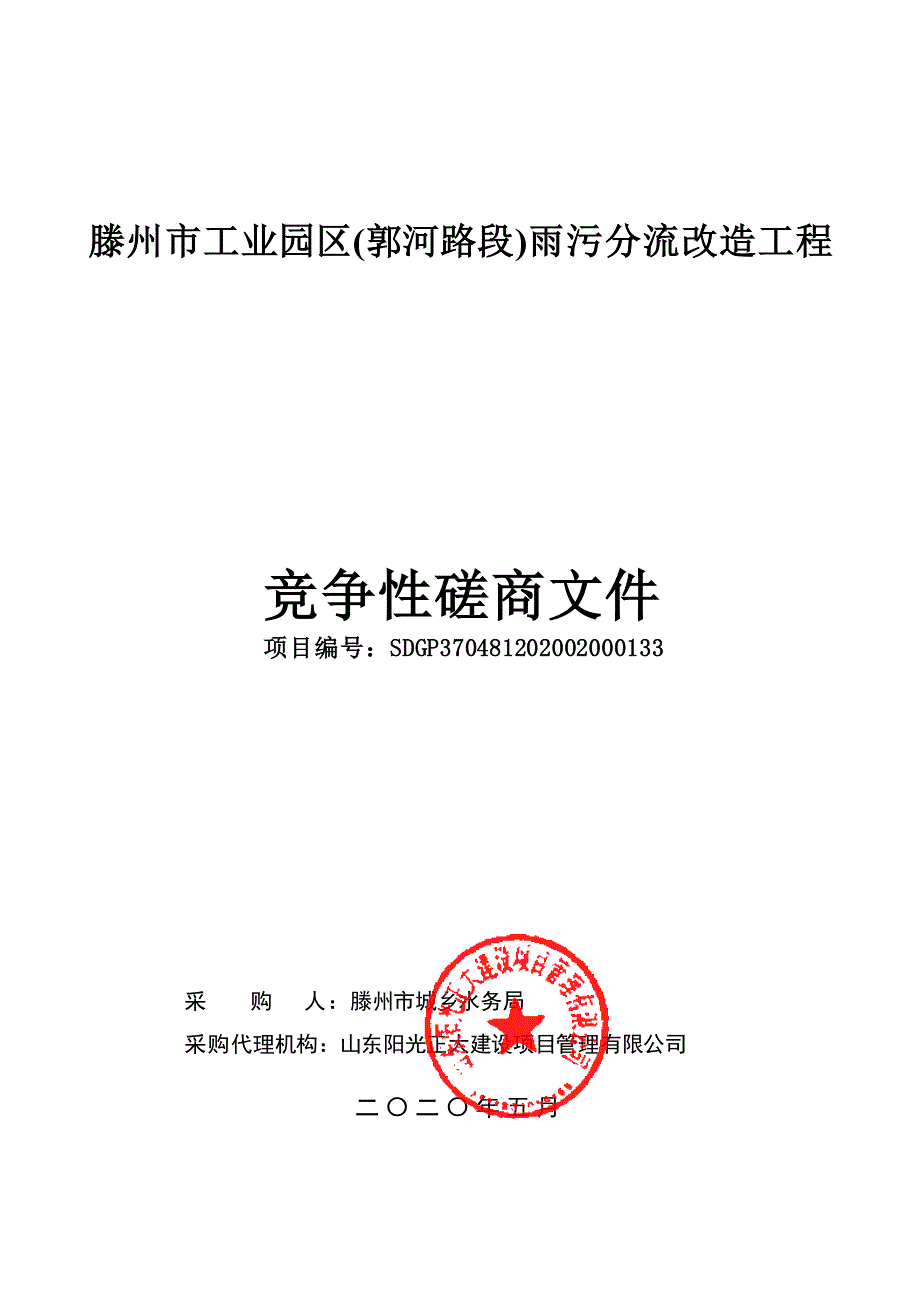 工业园区(郭河路段)雨污分流改造工程招标文件_第1页