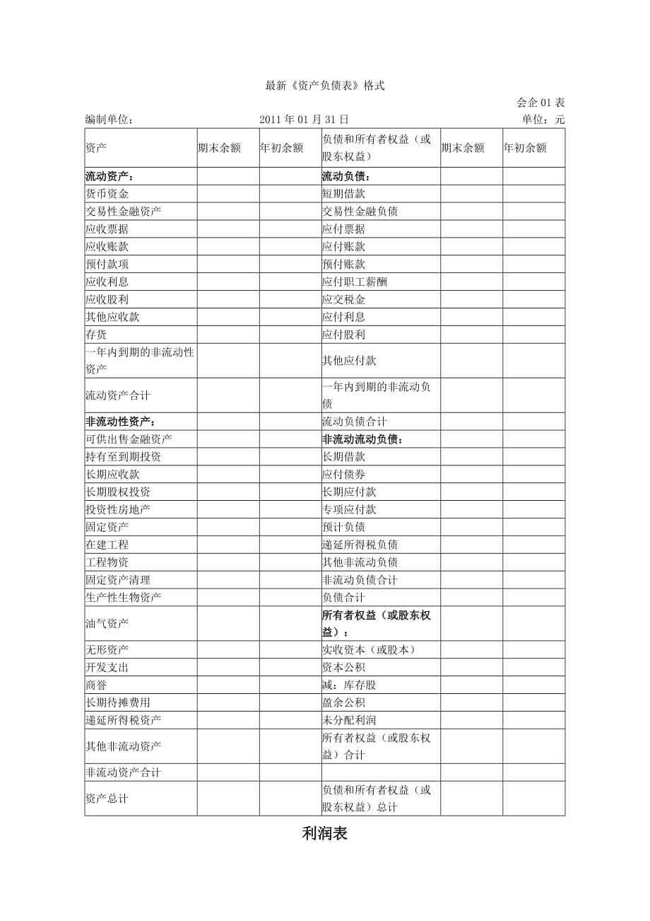 资产负债表表格.doc_第1页