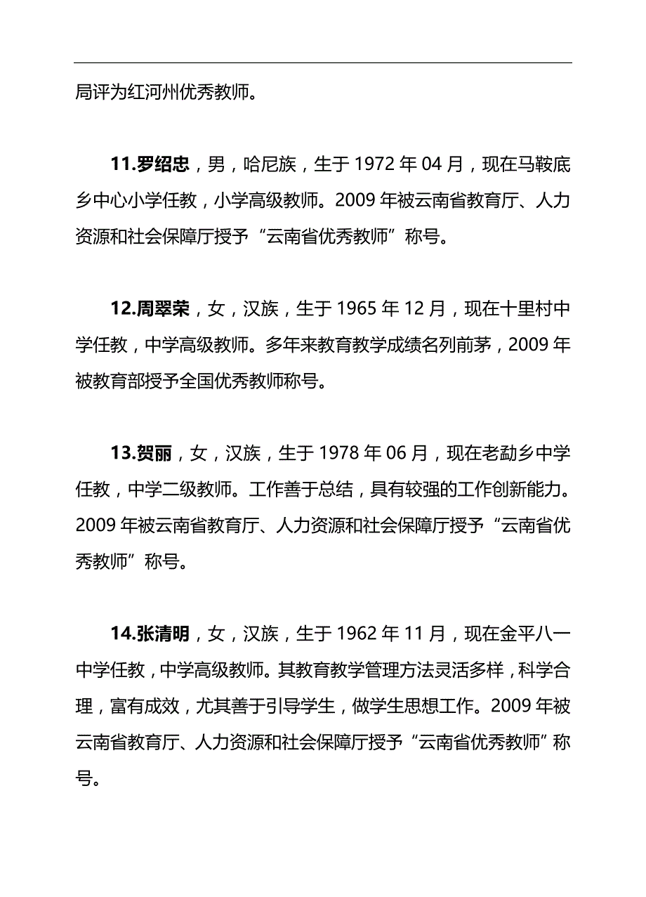 2020（员工管理）金平县首届边陲人才奖初评人员基本情况_第4页