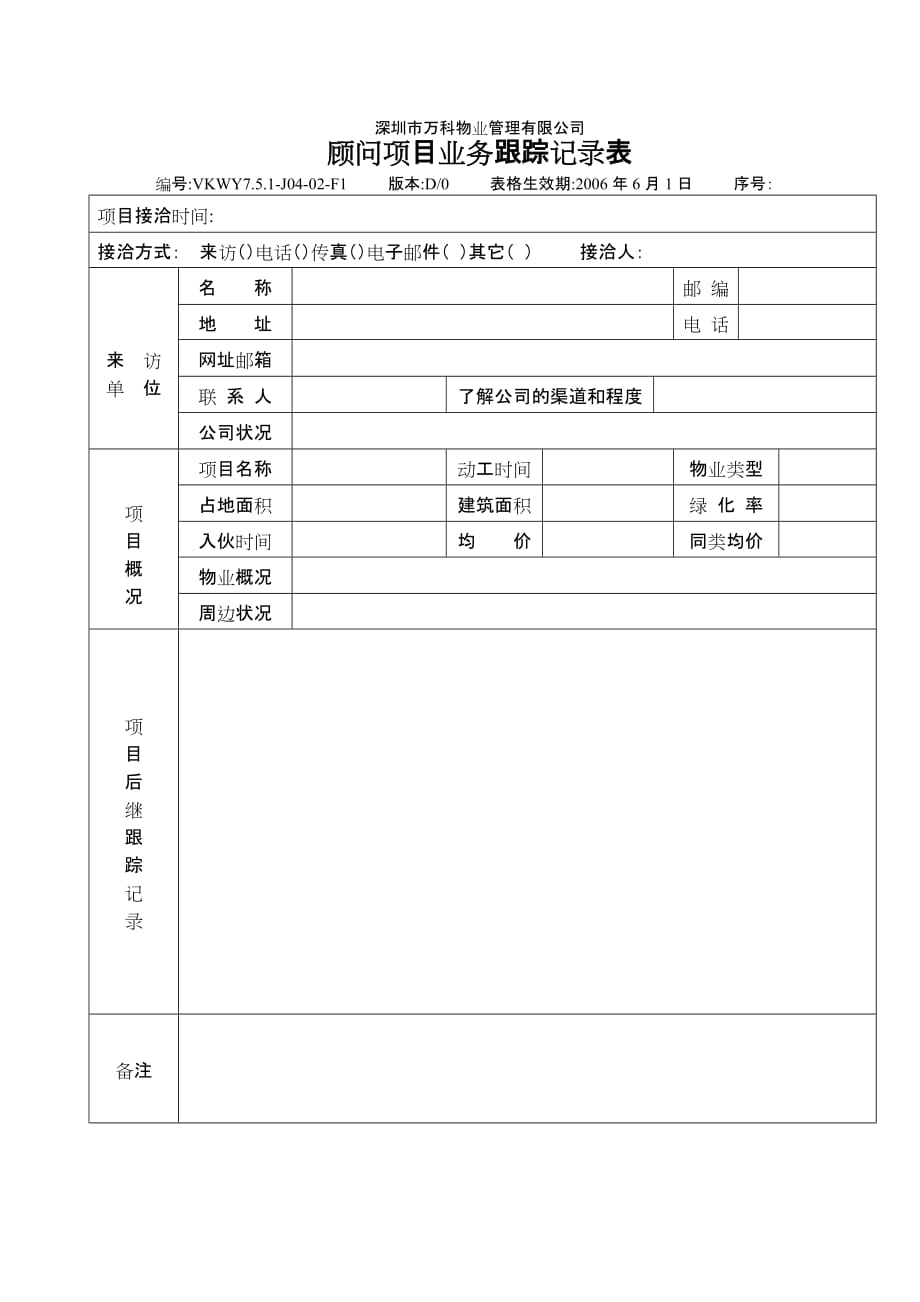 《精编》顾问项目业务跟踪记录表_第1页