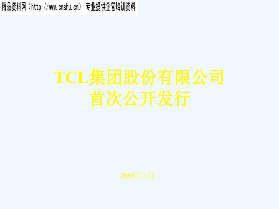 《精编》TCL集团上市发行资料_第1页