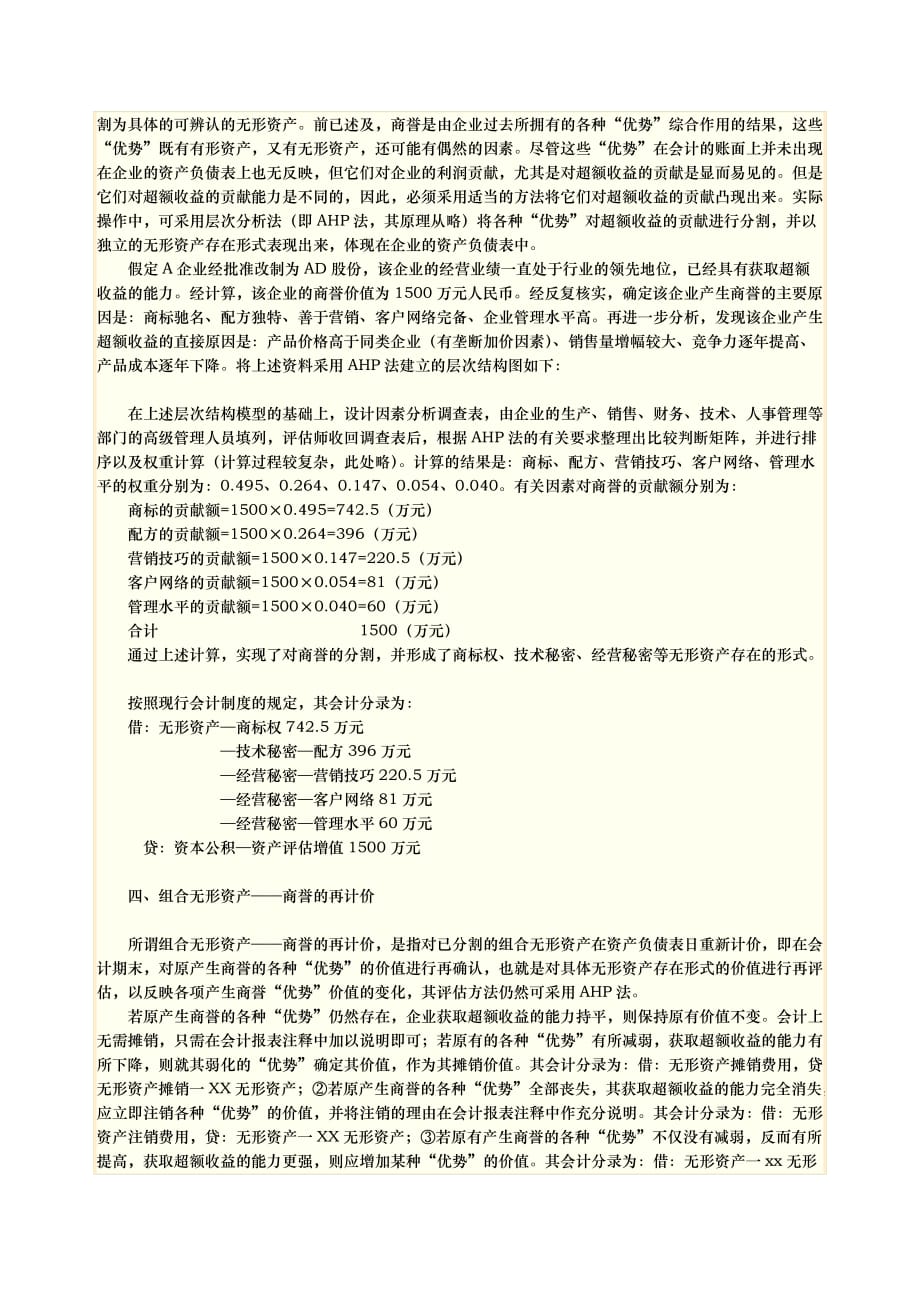 论组合无形资产_商誉价值的确认与分割_第3页