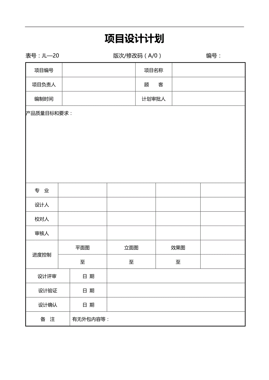 2020（质量认证）设计部控制程序表格(质量、环境、职业健康管理体系)_第2页