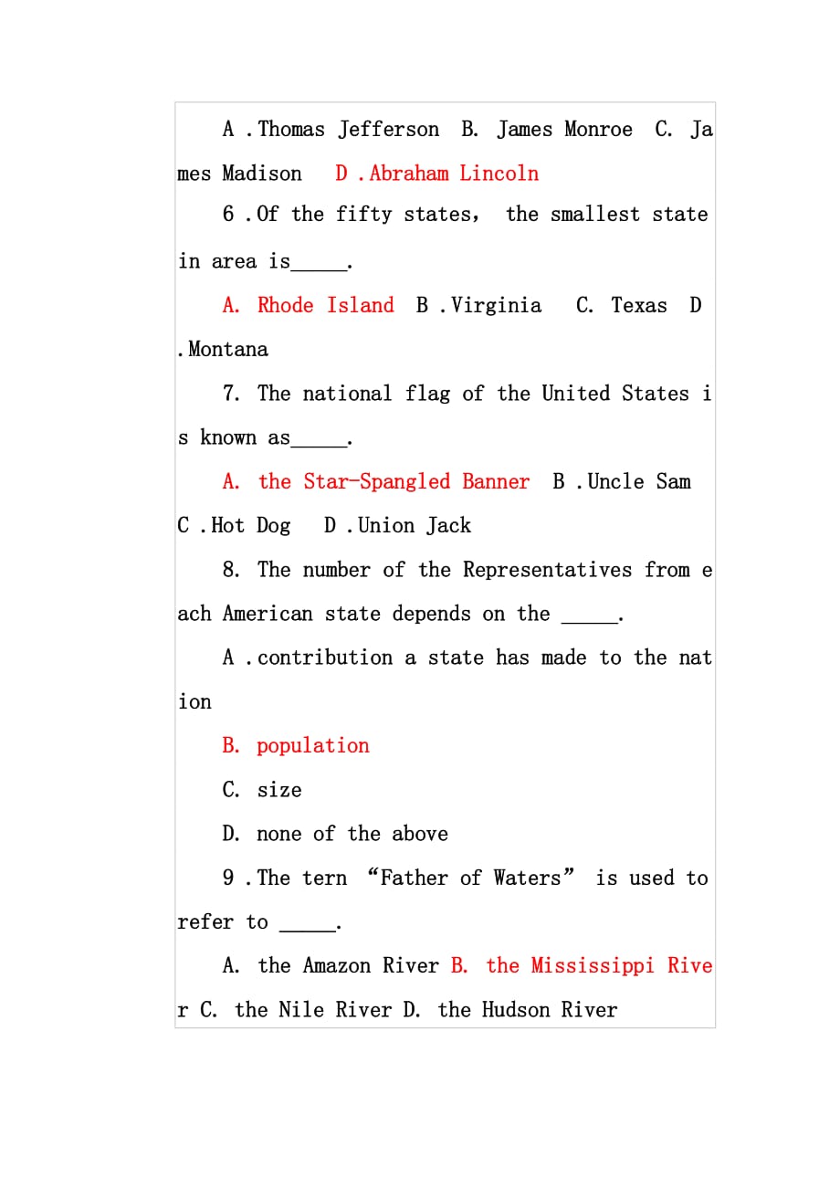 1美国概况练习 1(含答案).doc_第2页