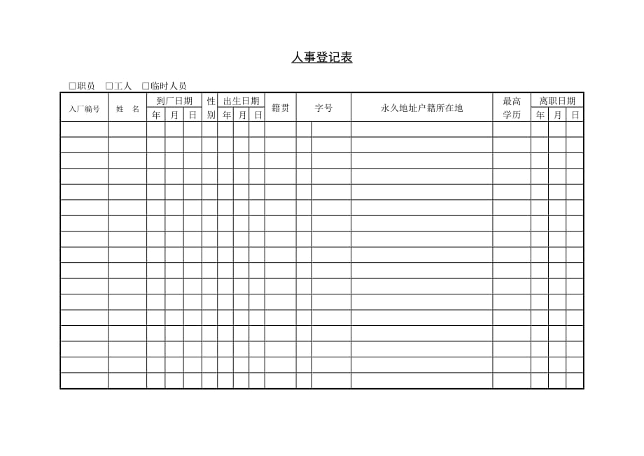 人事登记管理表_第1页