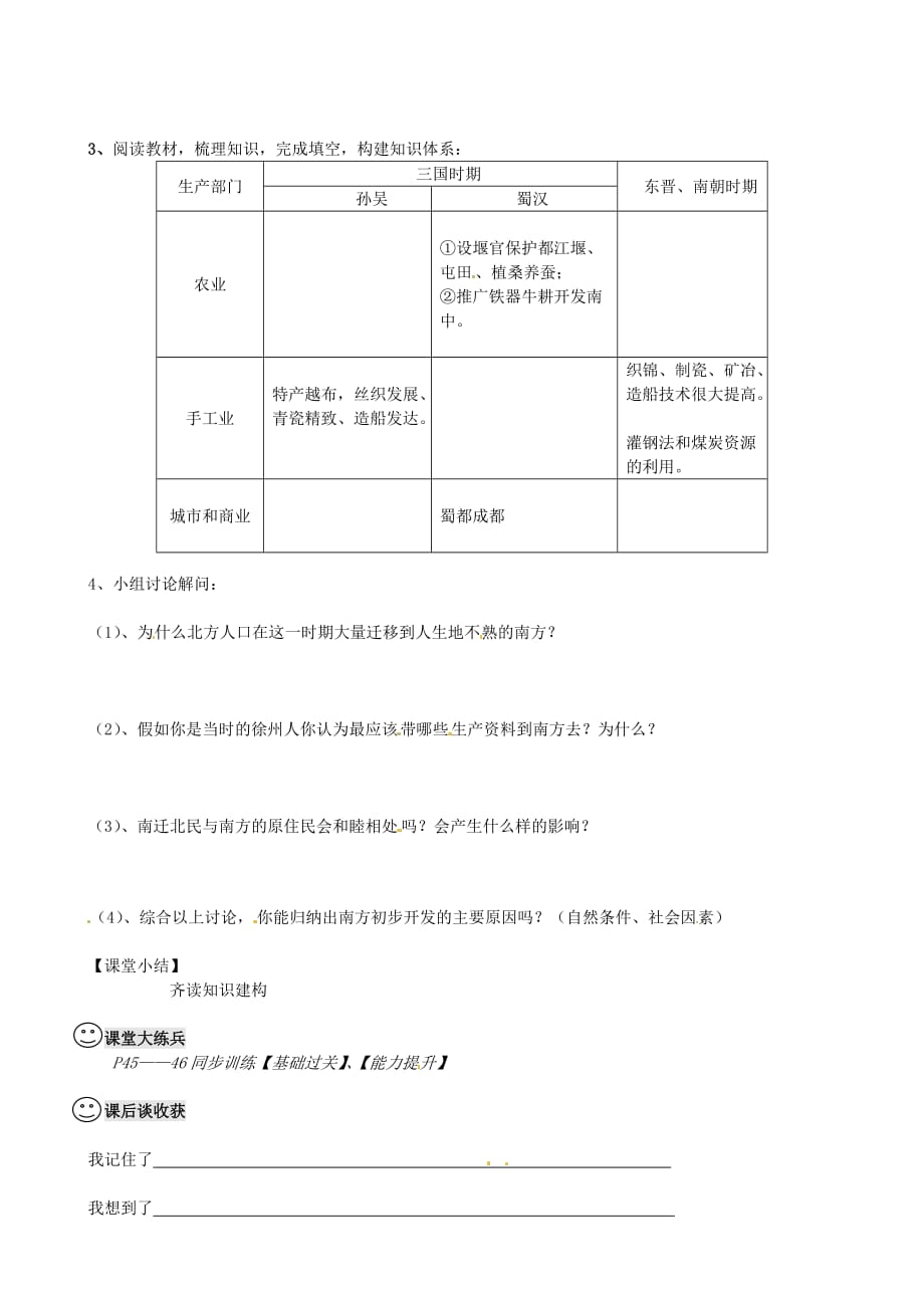 河南省虞城县第一初级中学七年级历史上册 第15课 南方的初步开发学案（无答案） 新人教版_第2页