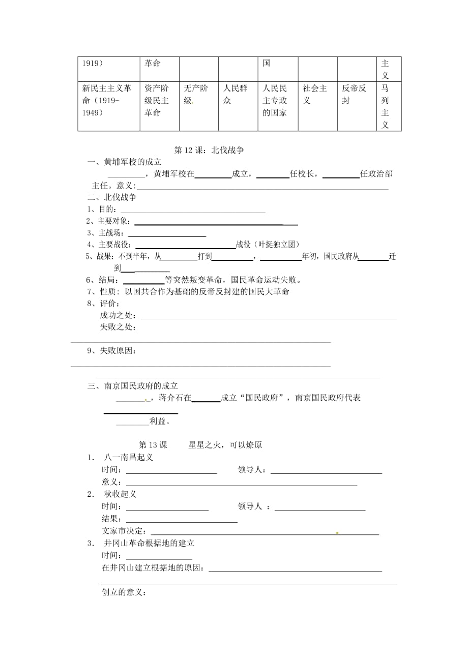 广东省东莞市樟木头中学八年级历史上册 第三单元《新民主义革命的兴起》单元综合测试题（无答案） 新人教版_第2页