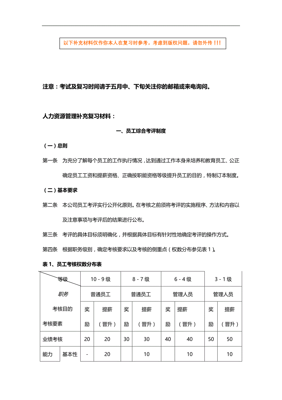 2020（人力资源知识）人力资源管理师补充复习材料_第1页