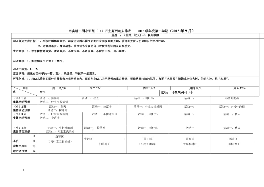 幼儿园-小班-11月主题-你好秋天讲义资料_第1页