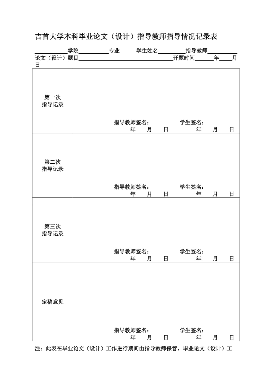 本科毕业论文(设计)指导教师指导情况记录表.doc_第1页