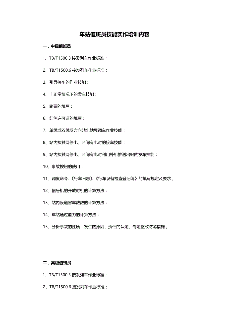 2020（培训体系）值班员技能实作培训内容_第1页