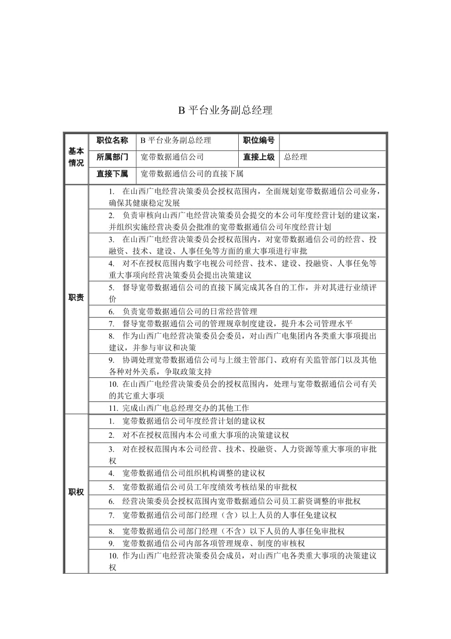 《精编》B平台业务副总经理岗位职责_第1页