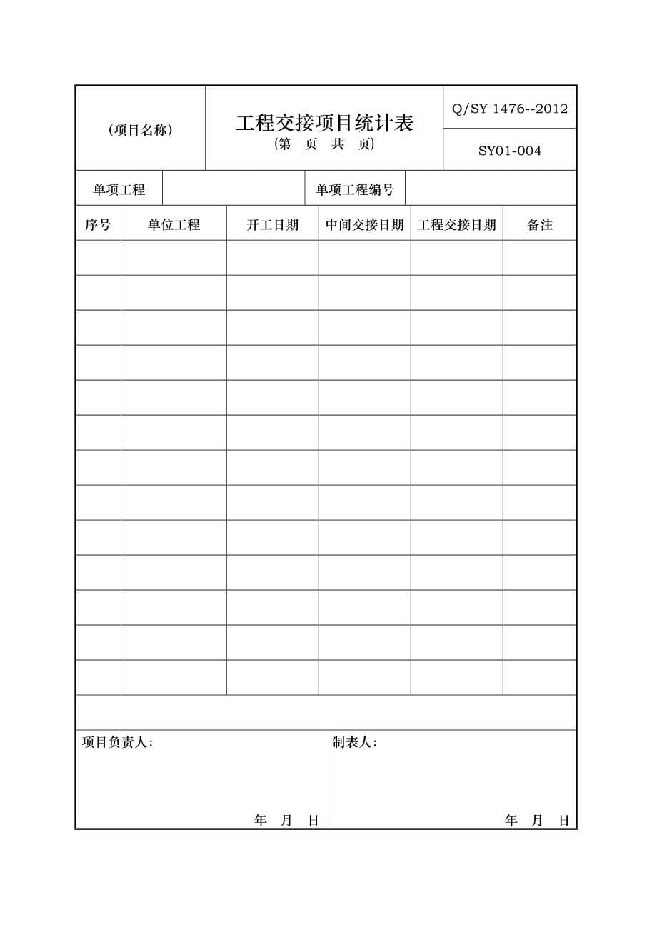 炼油化工建设项目竣工验收表格模板_第5页