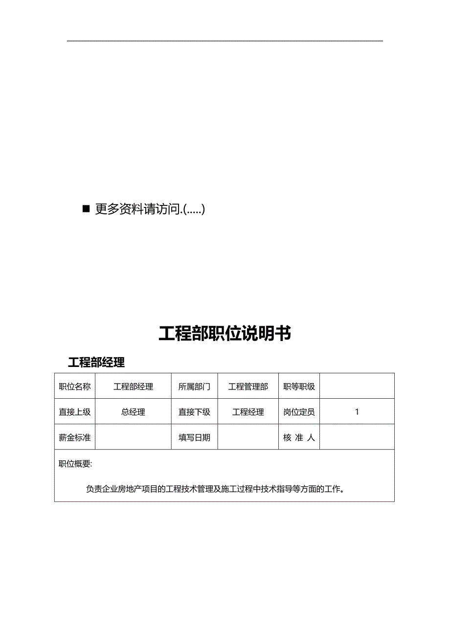 2020（岗位职责）工程部各职位说明_第1页