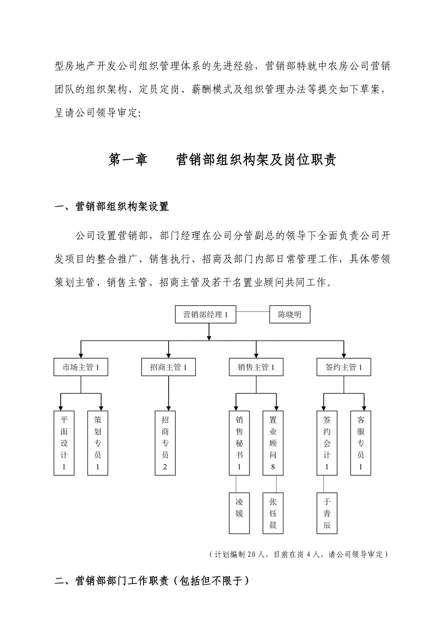 《精编》某公司营销部组织构架与岗位职责_第3页