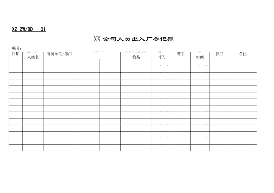 《精编》出入厂登记簿、卫生情况检查表等总务表格_第1页