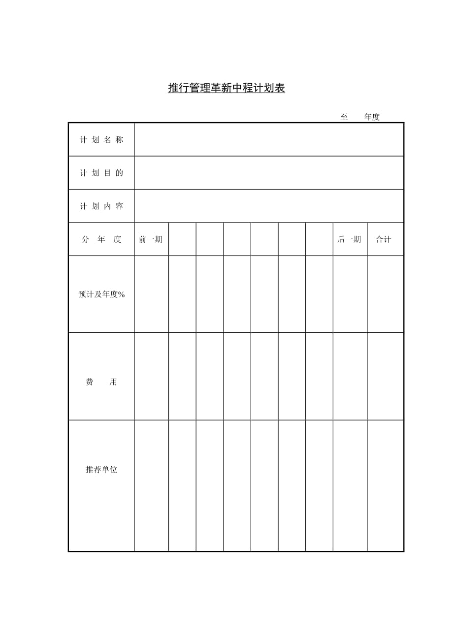 《精编》革新中程计划推行管理记录表_第1页