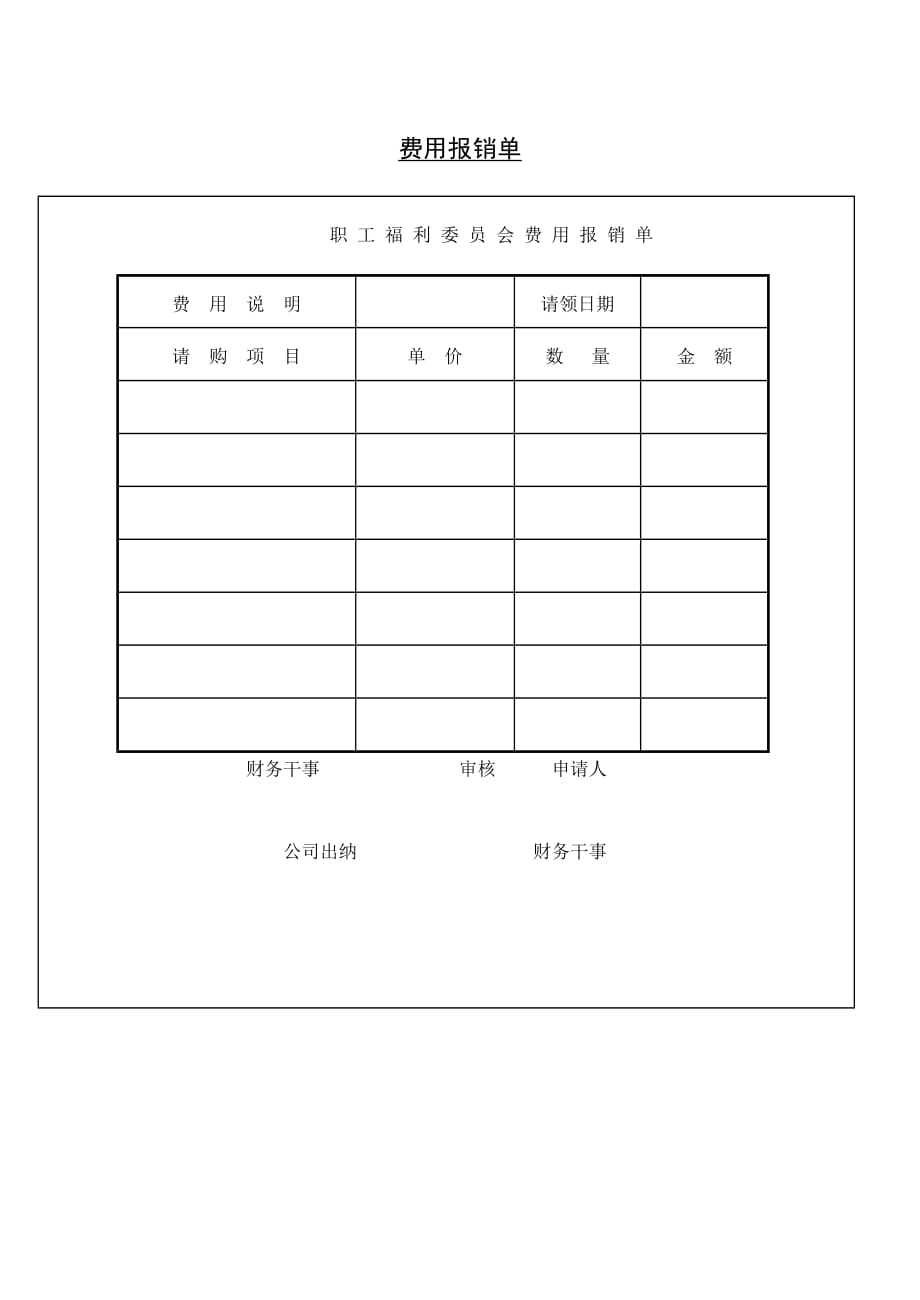 《精编》某企业职工福利委员会费用报销单_第1页