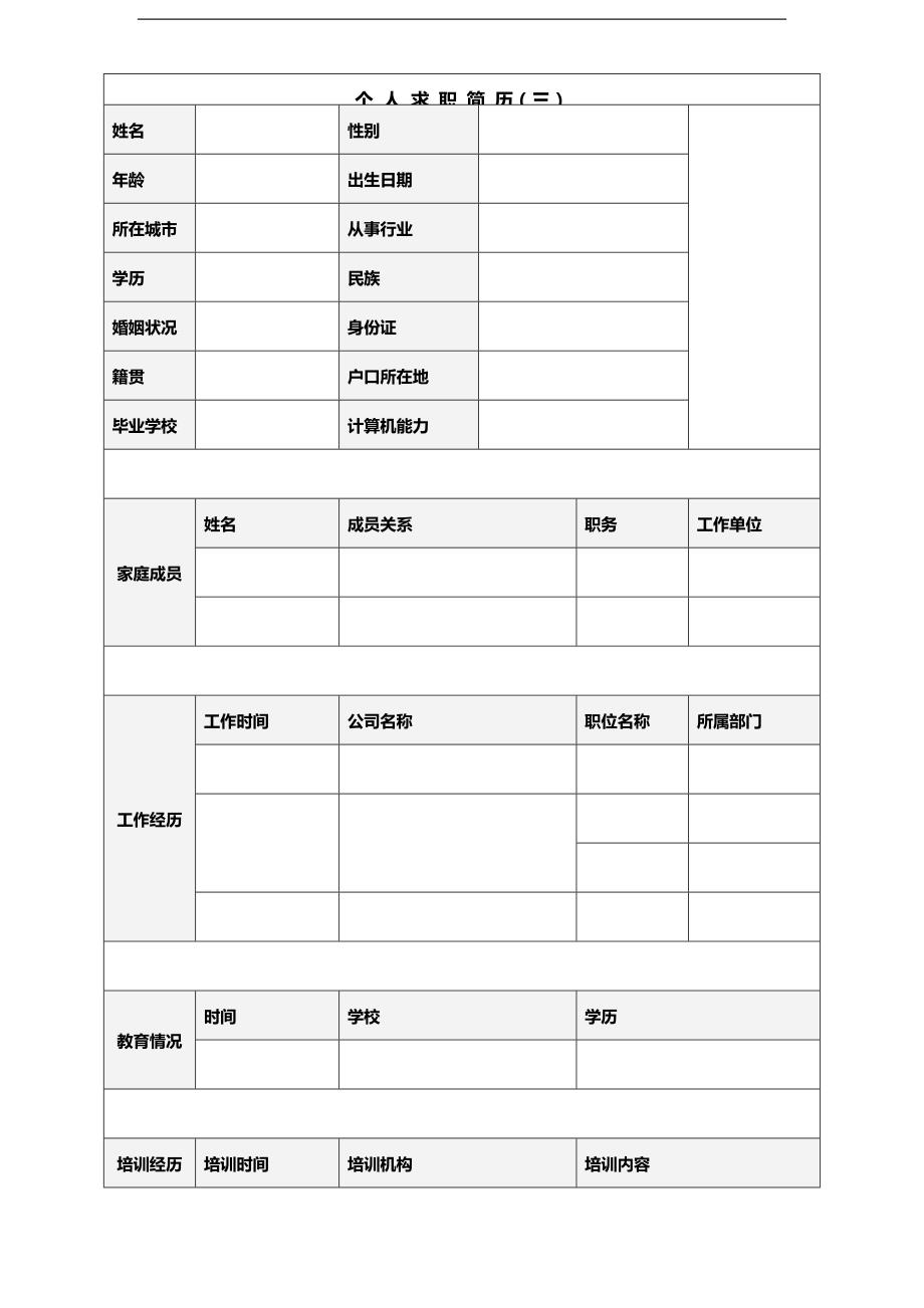 2020（招聘面试）单位企业面试应聘个人空白简历模版_第4页