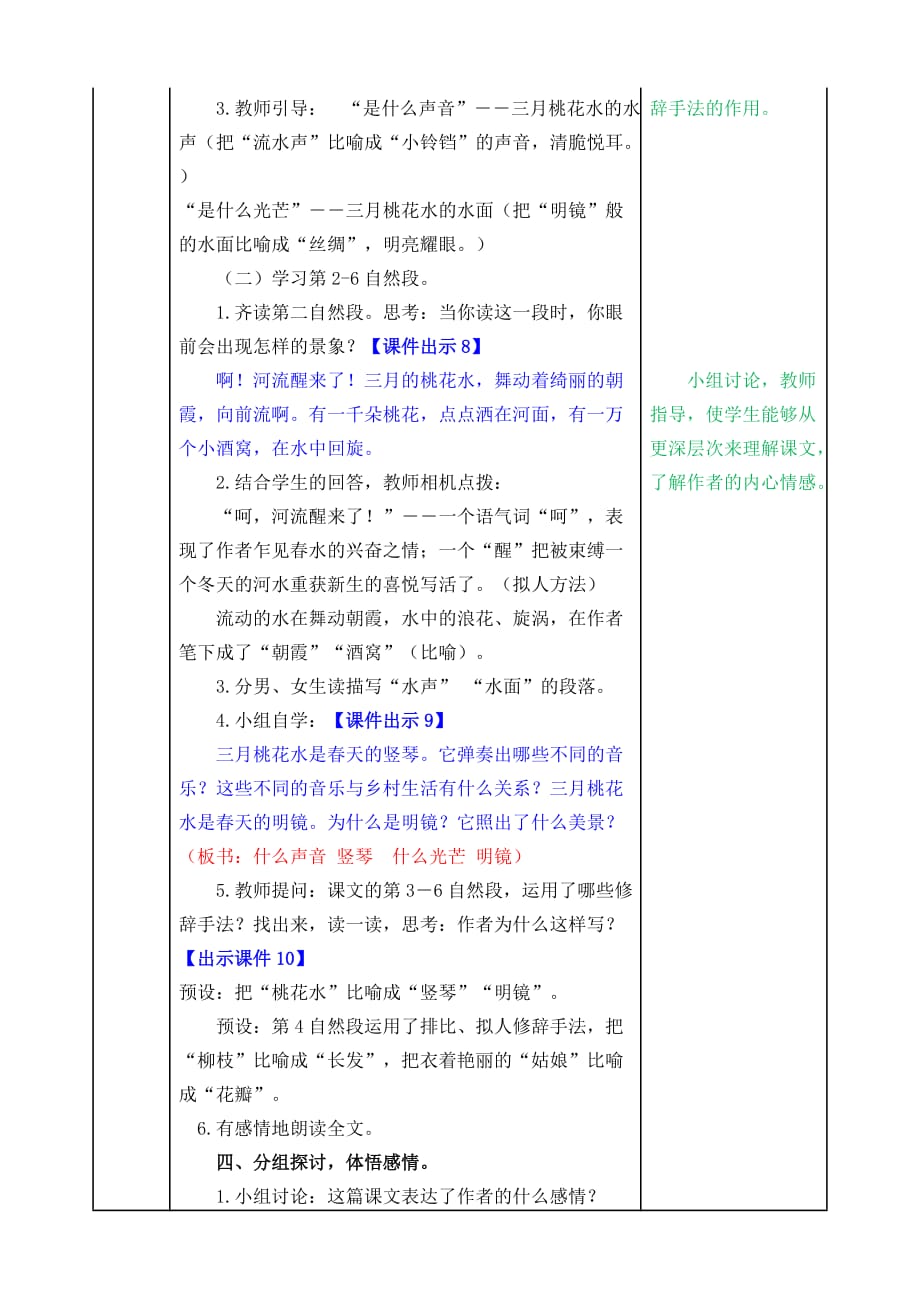 部编版小学四年级语文下册：4 三月桃花水教案_第3页