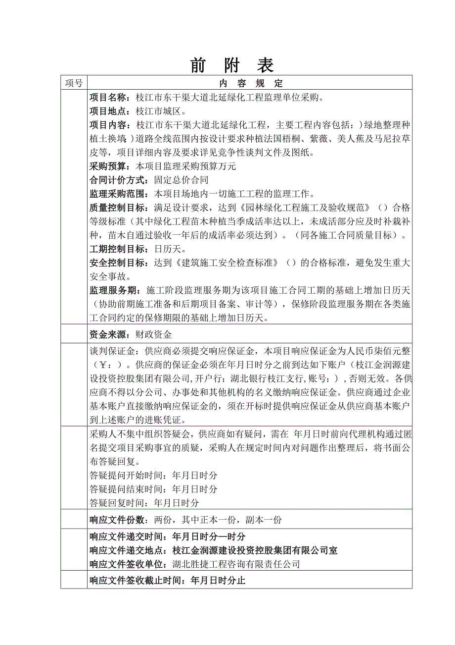 枝江市东干渠大道北延绿化工程监理单位采购竞争性谈判文件_第2页