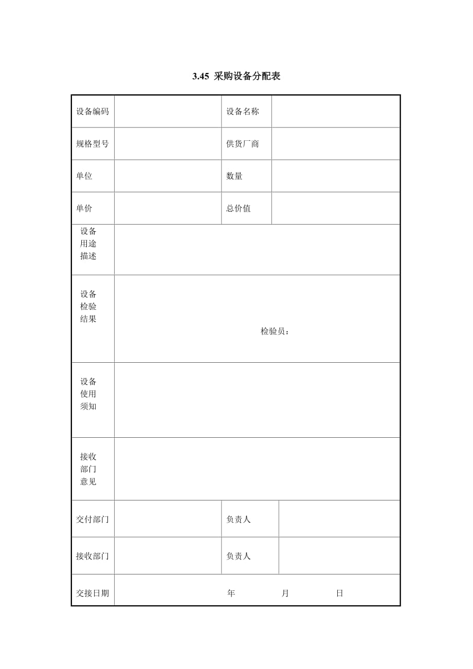 《精编》某项目采购设备分配表_第1页