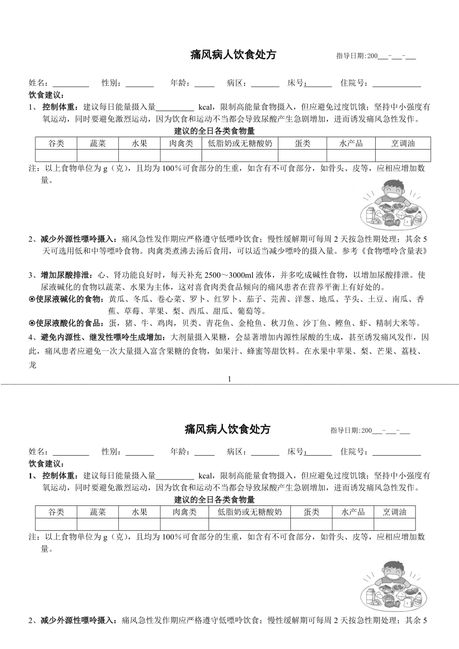 痛风病人饮食处方.doc_第1页