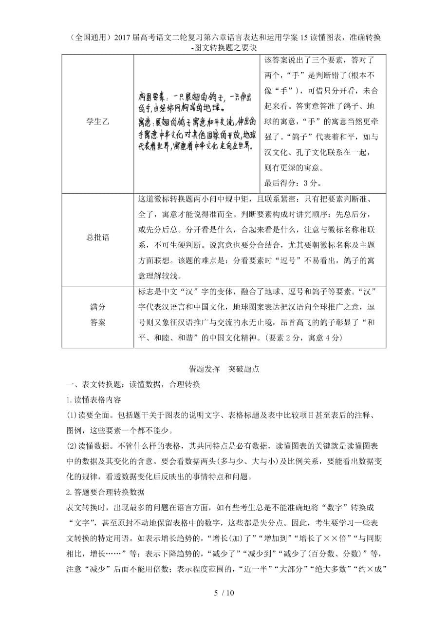 高考语文二轮复习第六章语言表达和运用学案15读懂图表准确转换-图文转换题之要诀_第5页