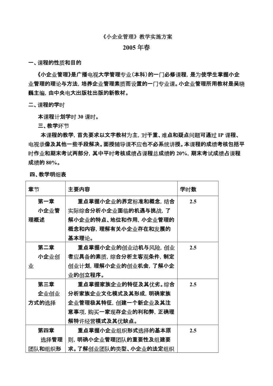 《精编》企业管理知识教学实施方案_第1页