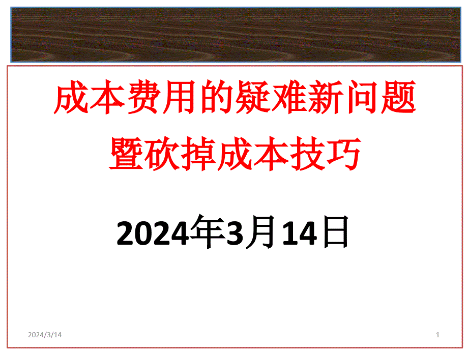 《精编》成本费用的问题与砍掉成本技巧_第1页