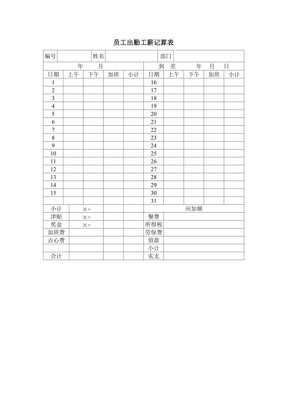 《精编》精编薪酬管理表格大全21_第1页