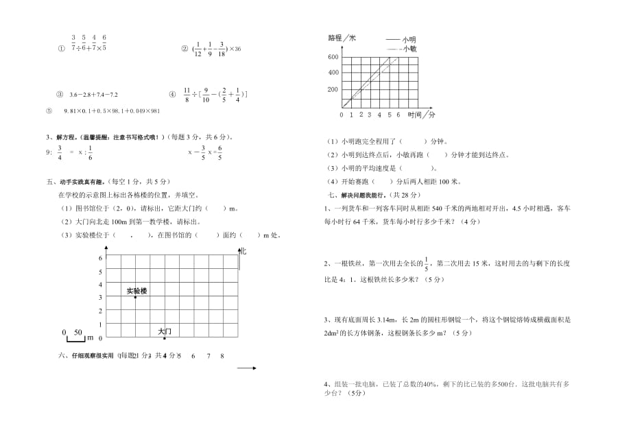 2020年赣州市小学六年级数学毕业升学考试模拟试卷（十四）_第2页