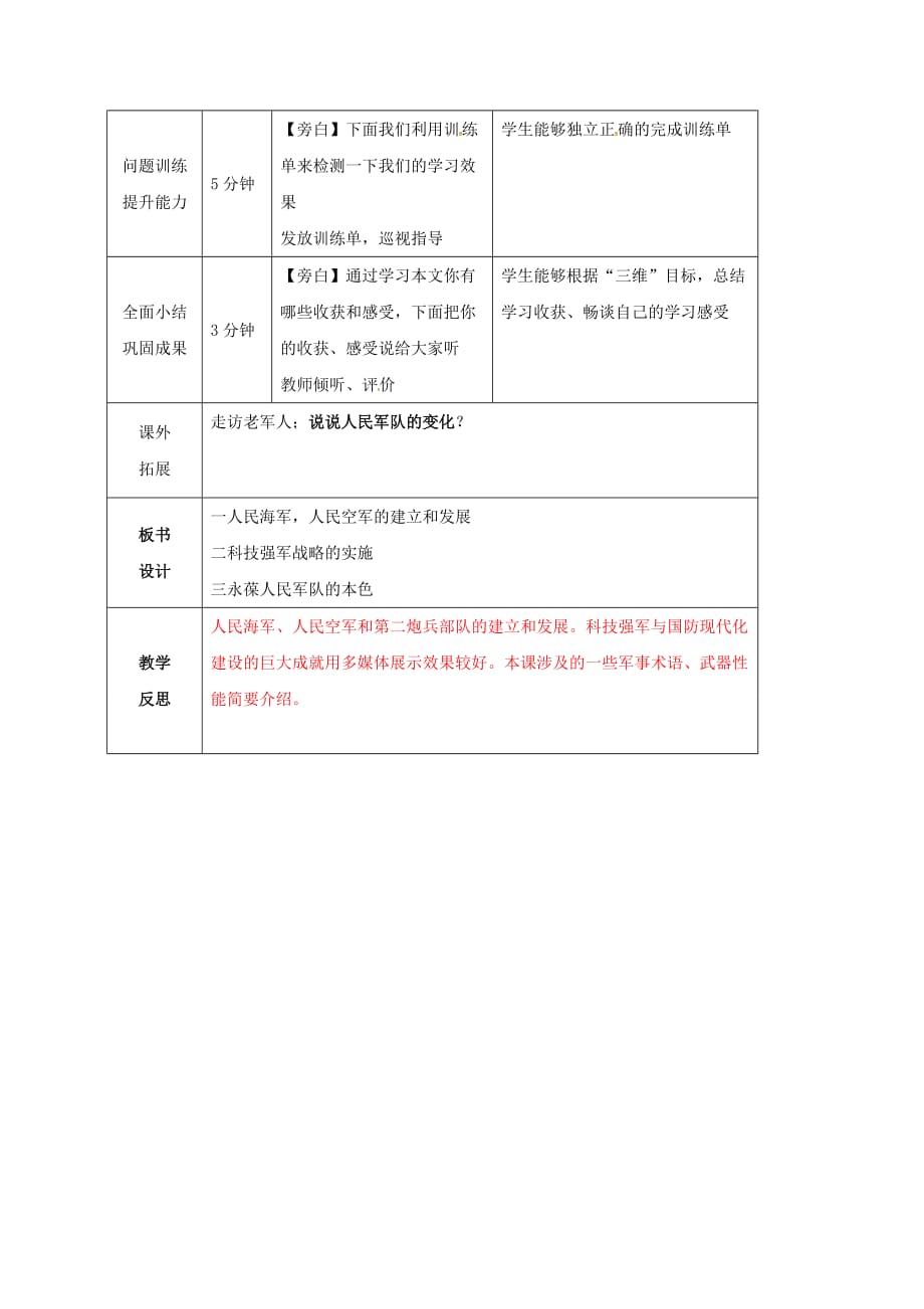 江苏省徐州市潘塘中学八年级历史下册 15 建设现代化的人民军队学案（无答案） 川教版_第3页