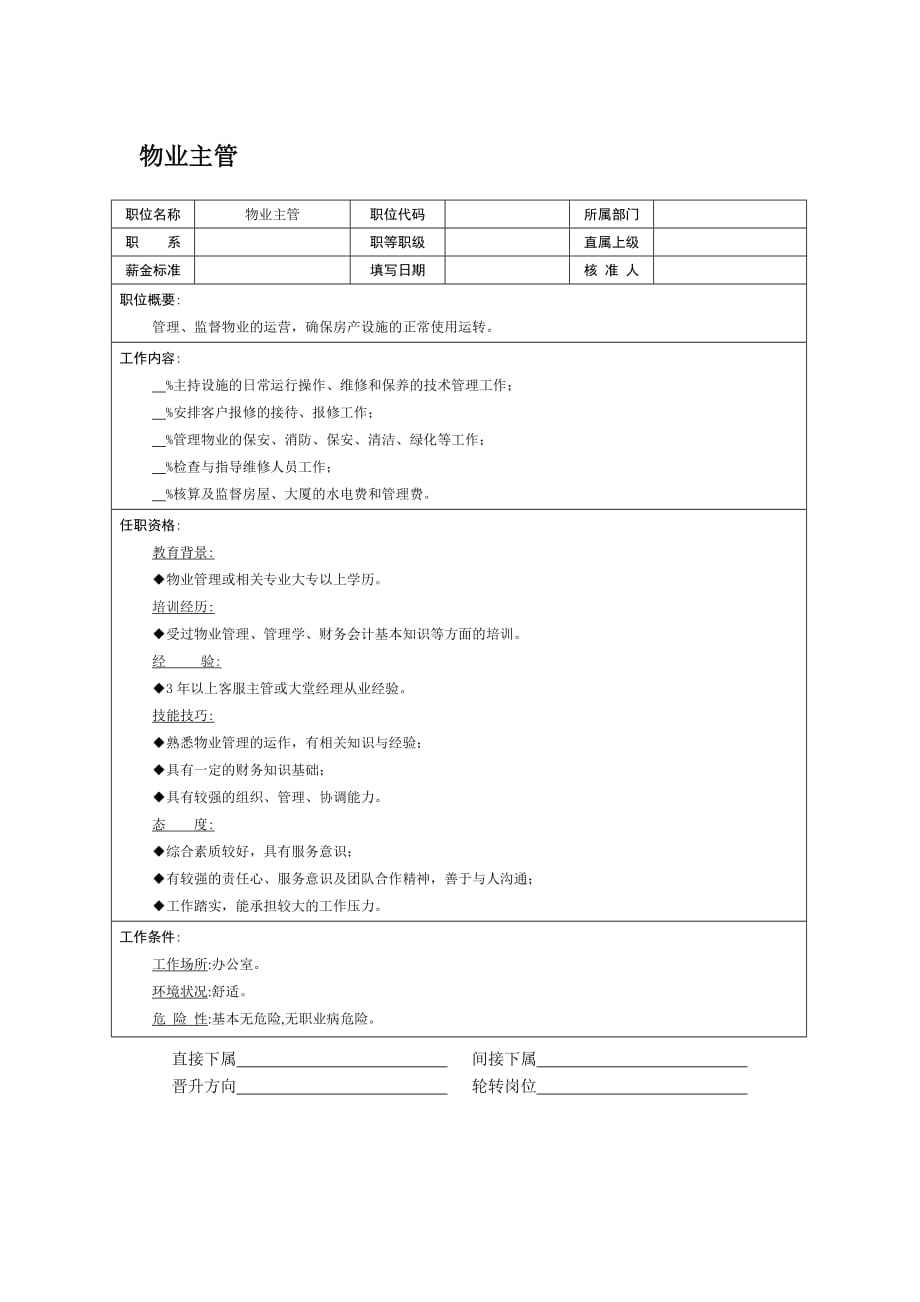 《精编》物业主管岗位职责_第1页