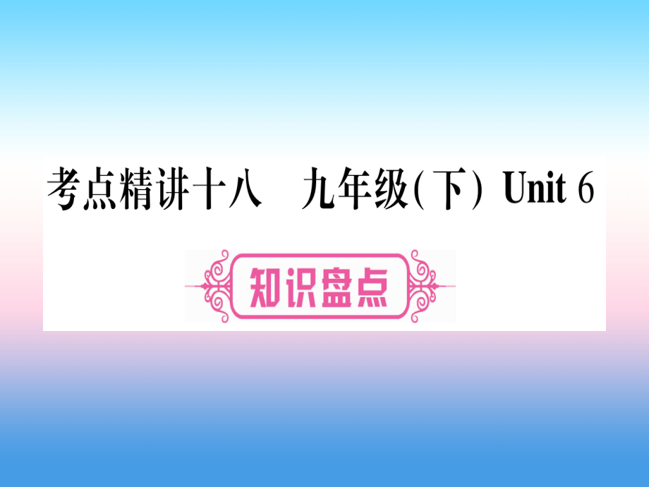 （课标版）2019年中考英语准点备考 第一部分 教材系统复习 考点精讲十八 九下 Unit 6课件_第1页