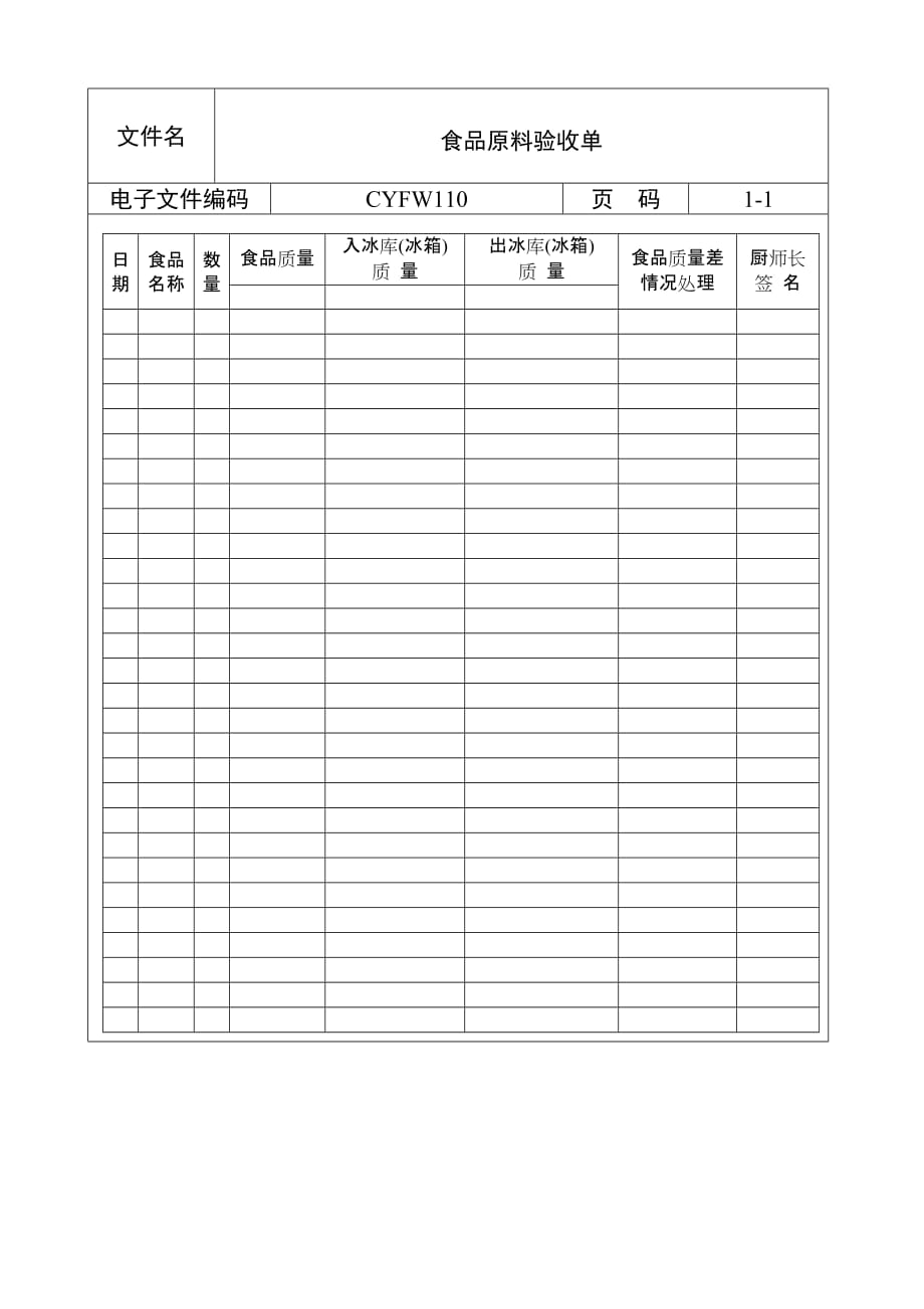 《精编》食品原料验收单_第1页