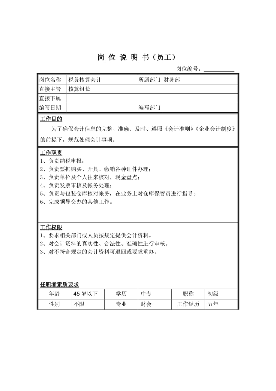 《精编》精编会计岗位职责大全51_第1页