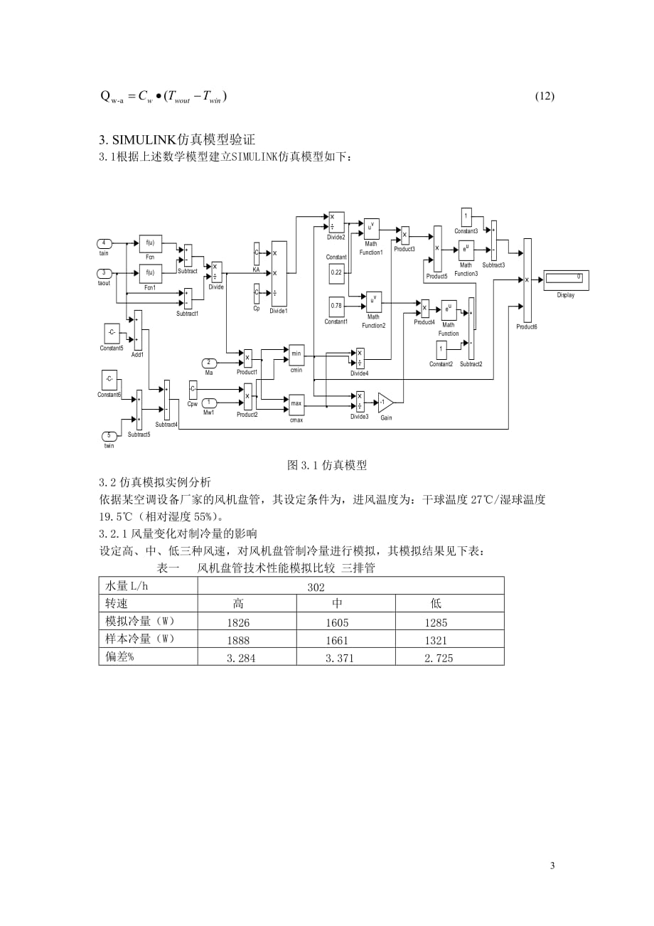 【行业】Simulink环境下的风机盘管仿真实验研究-安徽暖通空_第3页