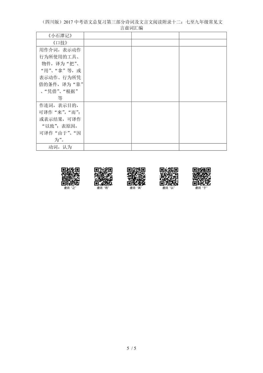 中考语文总复习第三部分诗词及文言文阅读附录十二：七至九年级常见文言虚词汇编_第5页