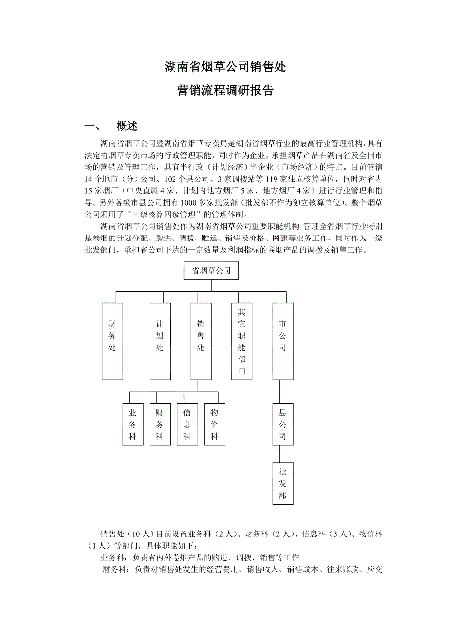 《精编》湖南烟草公司营销流程调查报告_第1页