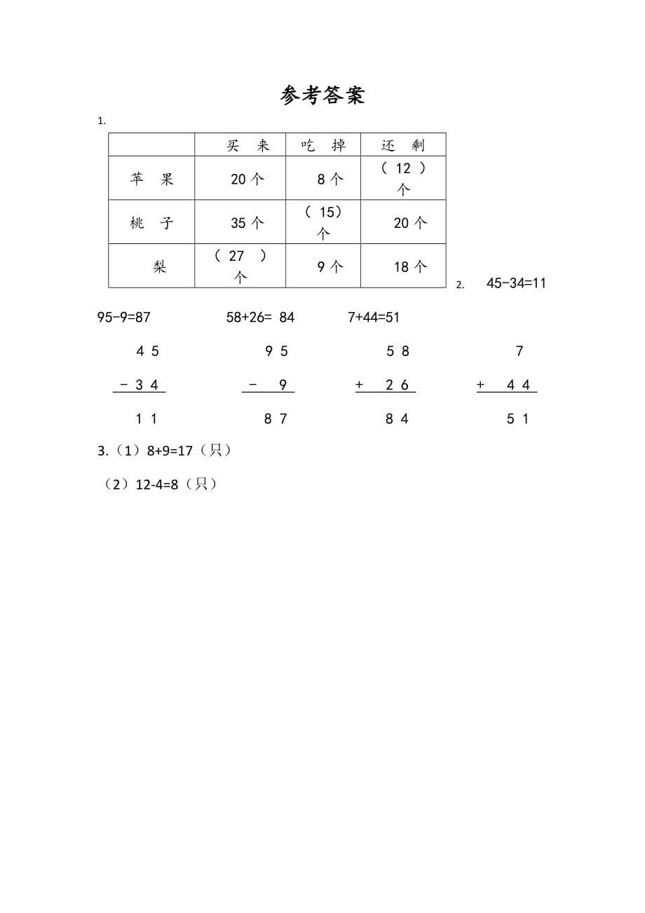 苏教版小学数学一年级下册《第七单元：7.3 期末复习（3）》课时练习_第2页