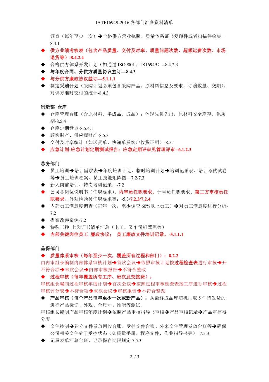 IATF16949-各部门准备资料清单_第2页