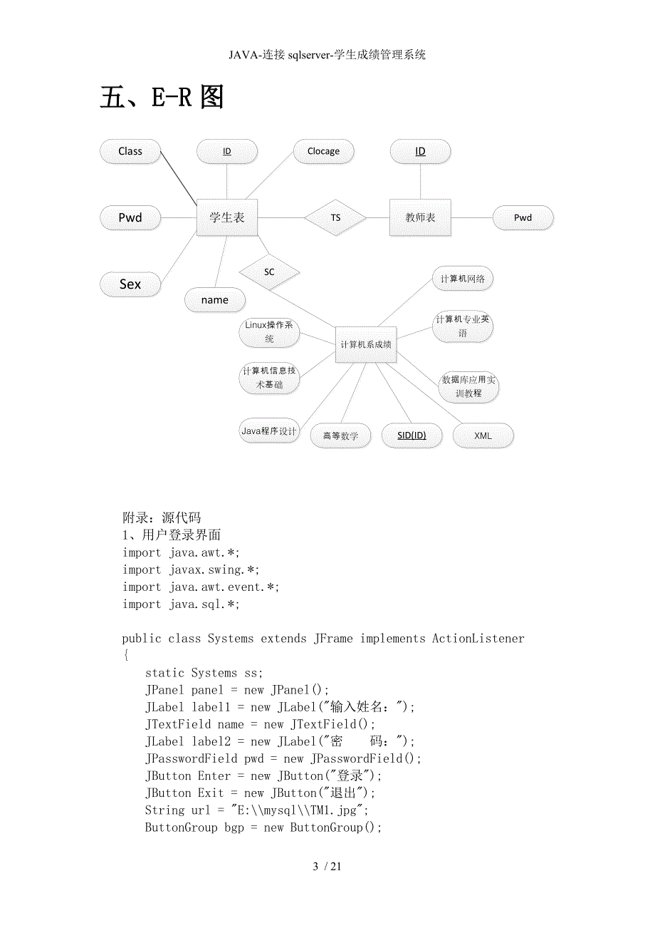 JAVA-连接sqlserver-学生成绩管理系统_第4页