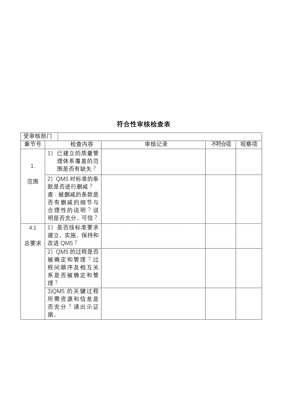 《精编》ISO9001标准质量管理体系符合性审核检查表_第2页