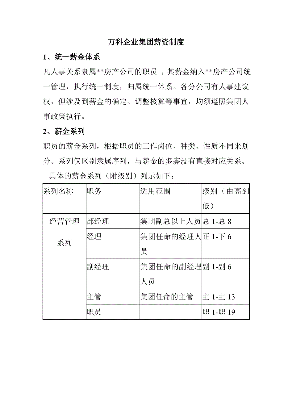 《精编》万科集团薪资管理制度_第1页