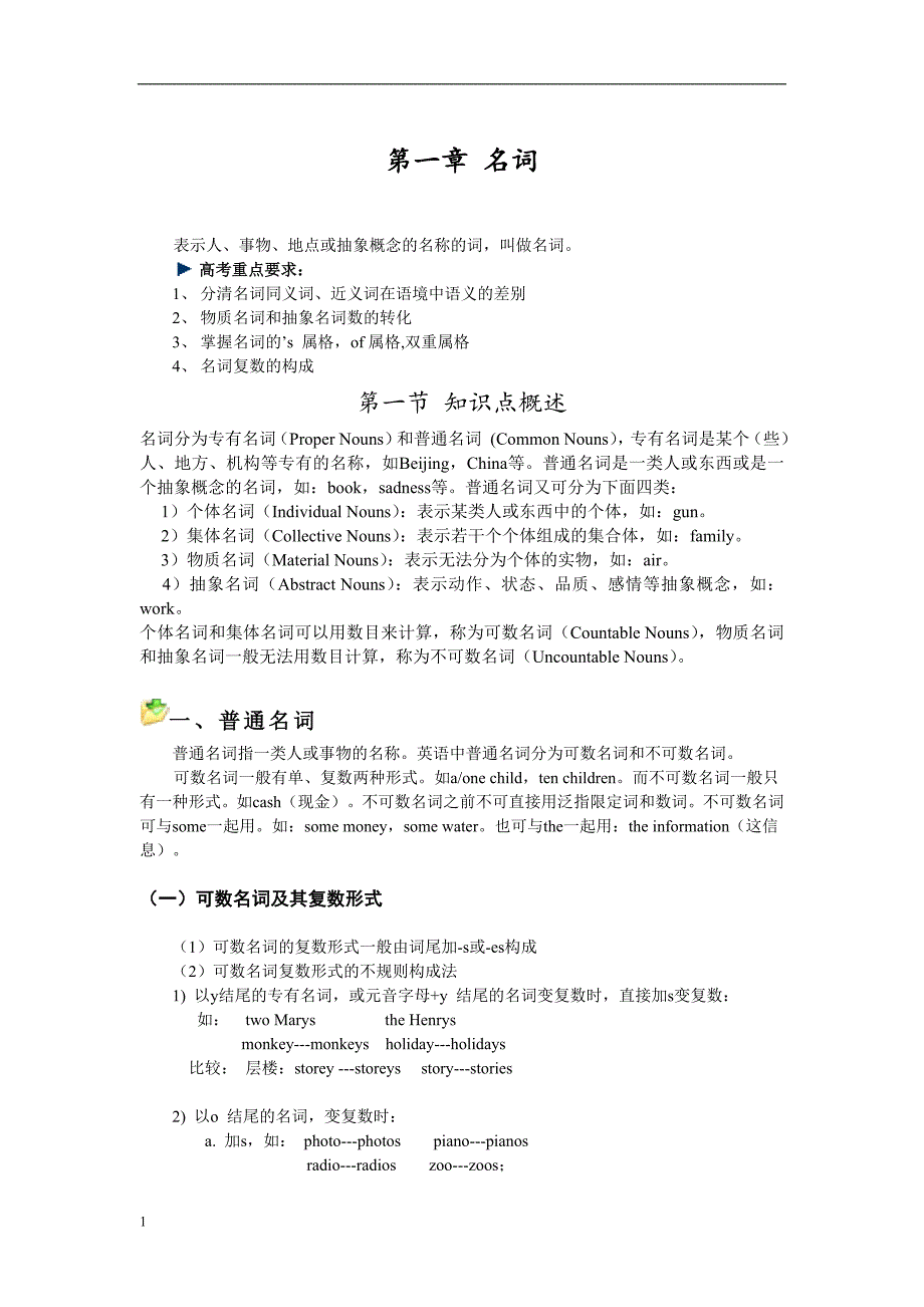 (一高考名词及练习资料教程_第1页