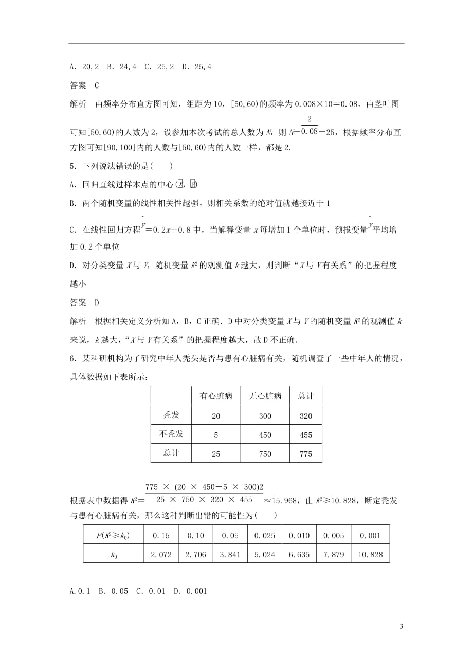 高考数学总复习优编增分练：8＋6分项练9统计与统计案例理_第3页