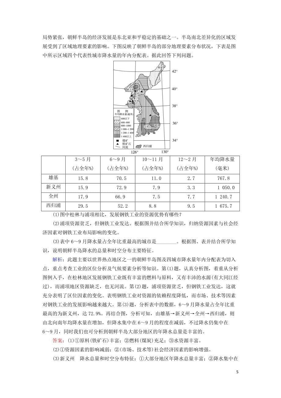 高考地理区域地理专项突破作业7东亚__日本_第5页