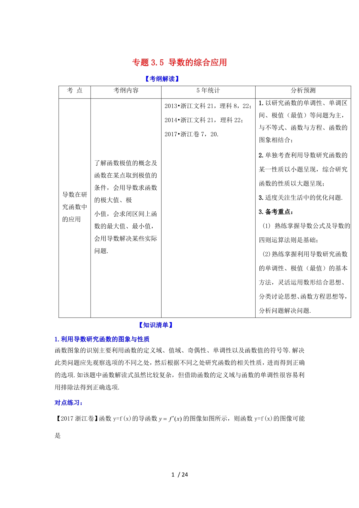 (浙江版)高考数学一轮复习专题导数的综合应用(讲)_第1页