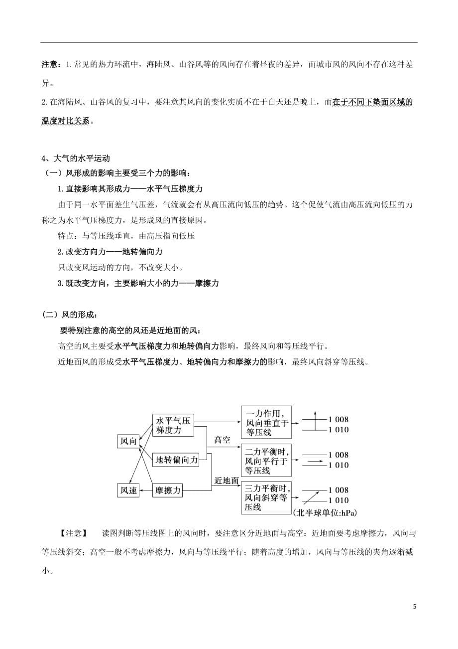 高考地理总复习自然地理第三章地球上的大气第一节受热不均产生大气运动学案新人教版必修1_第5页